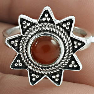 Anillo con Diseño de Estrella y Piedra de Cornalina, Hecho en Plata de Ley 925, Joyería Bohemia Vintage de Alta Calidad para Chicas - Product Image 4