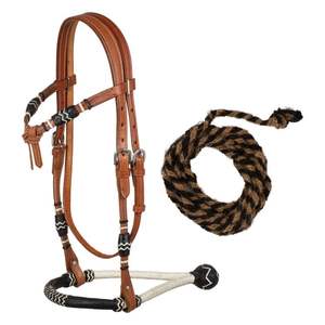 Cabestro Rawhide Bosal Futurity Knot y riendas Mecate hechos en India - Product Image 1