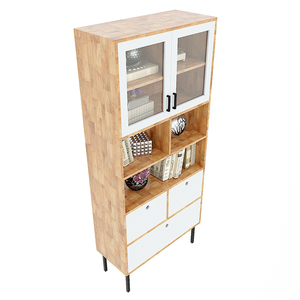 Étagère multi-compartiments KTB68094 80x35x186 (cm) en bois de caoutchouc avec pieds en fer, type sur pied pour salon - Product Image 4