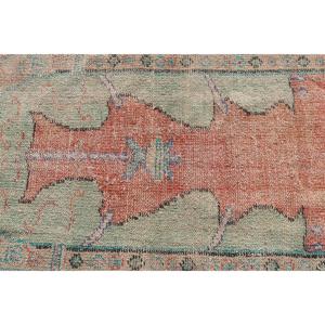 Petit tapis turc vintage 2,2x4,4 pieds, tapis oriental bleu orange - Product Image 4