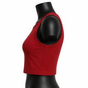 Custom <b>Red</b> Women Crop Tank <b>Top</b> Sleeveless Yoga Gym Fitness Activewear OEM Wholesale Sportswear - Product Image 5