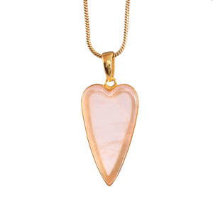 Collier avec pendentif en argent sterling 925 fait à la main sans nickel pour femmes, quartz rose, pierres précieuses, monture en or plaqué rhodium - Product Image 1