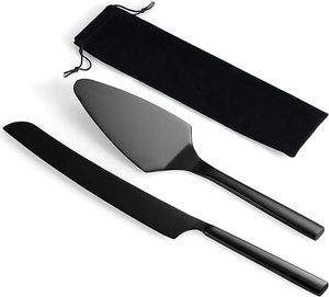 Bulk Customized Logo <b>Cake</b> Server Set Stainless Steel Black Pizza <b>Cake</b> <b>Cutter</b> Wedding Metal <b>Cake</b> Knife and Server Set - Product Image 1