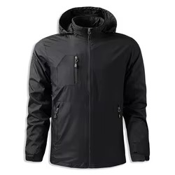 Personalizable hombres térmico transpirable táctico Delgado soporte lona cremallera bordado sólido Casual abrigo de invierno frente OEM servicio - Product Image 3