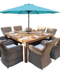 Juego de sillas de mesa de comedor cómodas y modernas, muebles duraderos de jardín de ratán de teca para exteriores para Parque de patio u hotel - Product Image 5