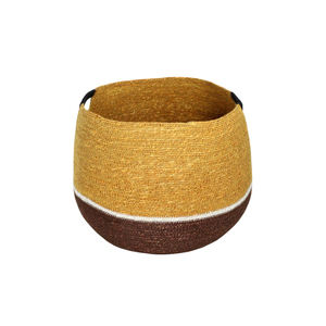 Cesta de almacenamiento tejida a mano de hierba marina con diseño de rayas, 2 piezas, para el hogar, sala de estar, cesta multiusos - Product Image 3