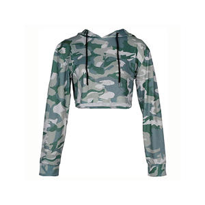 Sweat à capuche à manches longues en coton polaire de couleur unie personnalisé Sweat à capuche à col rond Sweats à capuche courts pour femmes - Product Image 1