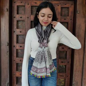 Designer ethnique indien coloré coton brodé Dupatta pour les femmes cadeau pour elle - Product Image 1