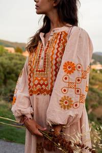 Robe 100% coton de rêve avec broderie à la main Silhouette droite respirante Casual-Formal-Vintage-Sweet Styles Flared Hem - Product Image 6