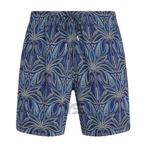 Nouveau short de bain décontracté pour homme en toile, design personnalisé, sublimé, imperméable, taille élastique, uni, avec poches, extensible dans 4 directions - Product Image 1