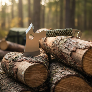 Hache de survie de camping à double tranchant de qualité industrielle Junzhuo en acier inoxydable avec manche en acier 400 mm - Product Image 1