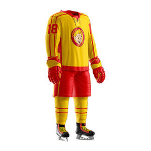Conjuntos de uniformes de hockey sobre hielo de poliéster de diseño personalizado de calidad superior con nombre de equipo Uniforme de hockey sobre hielo de impresión por sublimación - Product Image 5