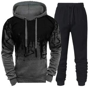 Autumn Winter Trending 3D <b>Ink</b> Camouflage Print 100% Cotton Breathable Tracksuits Men 2-Piece Set Hood Pant Embroidered Sports - Product Image 4