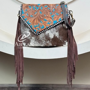 OEM ODM Customized Wholesale <b>Women</b> Hand Tooled Leather Envelope Fringe Crossbody <b>Bag</b> High Quality Designer Cowhide Shoulder <b>Bags</b> - Product Image 1