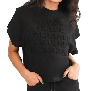 เสื้อยืดผ้าลูกฟูกสำหรับ100% คอตตอนคอลเลคชั่นฤดูร้อน2025โอเวอร์ไซส์พิมพ์ลายหนาแน่นสูงกำหนดโลโก้ได้เอง - Product Image 1