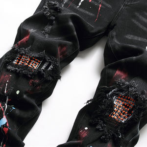Nueva moda pantalones de mezclilla elásticos pantalones vaqueros ajustados para hombre Pantalones vaqueros rasgados pantalones vaqueros para hombre precio razonable logotipo personalizado y diseño OEM - Product Image 3