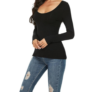 Camisetas de Manga Larga para Mujer, Nueva Llegada, Logotipo Personalizado al por Mayor, 100% Algodón, Camisetas Lisas Estampadas para Mujer - Product Image 5