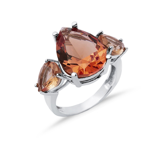 Anillo de racimo de piedra sultanita en forma de pera de 16x11mm, joyería de plata de ley 925 chapada en rodio para comprador mayorista - Product Image 3