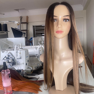 Perruques lace Wigs brésiliennes lisses, cheveux humains bruts, couleur Piano, coupe émoussée, Double os dessiné, bon marché - Product Image 1