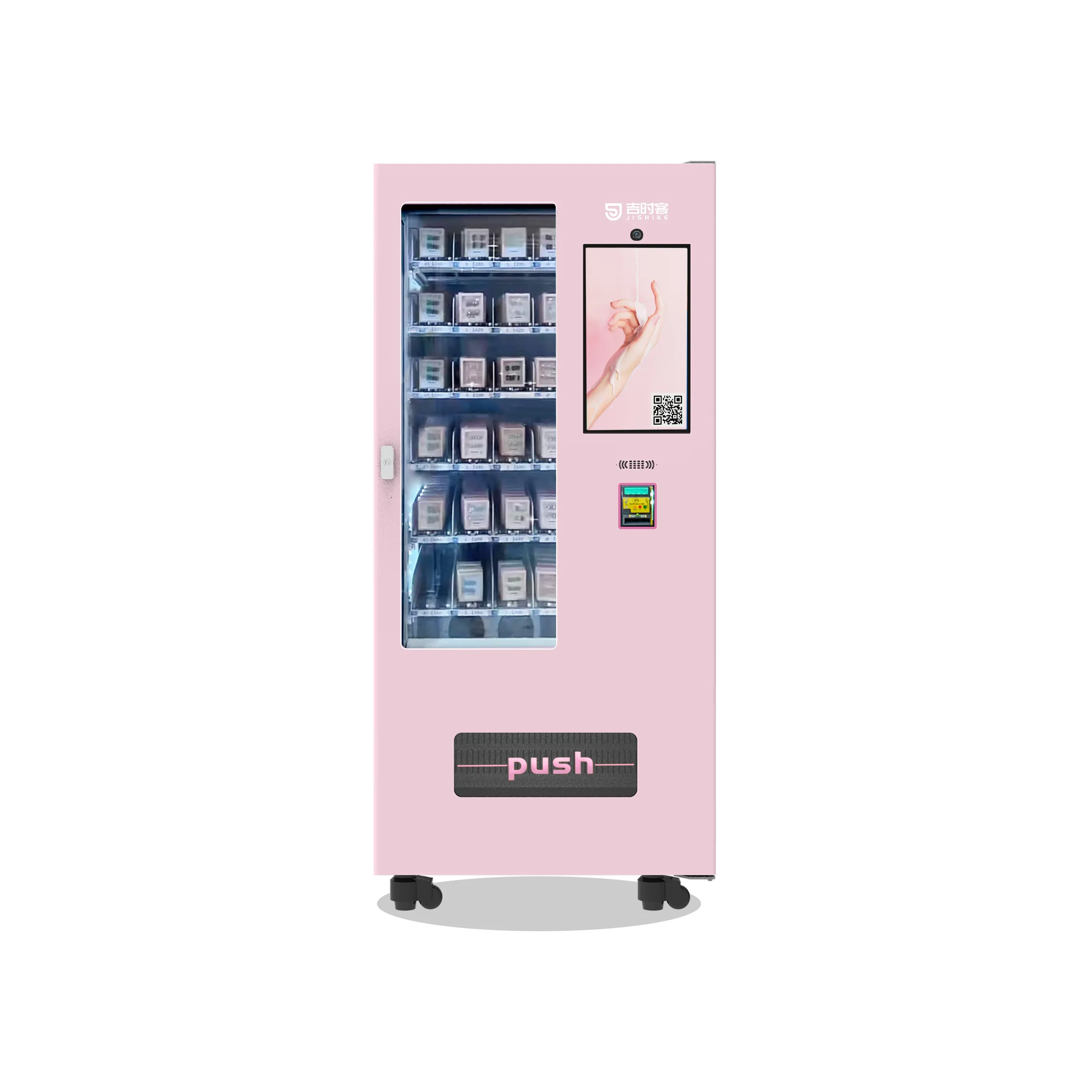 Pink Touch Screen Vending Machine Makeup Cosmetic Machine for Sell Lashes Wigs Smart Vending Machine