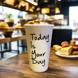 Tasse à café biodégradable à double paroi écologique et personnalisable en fibre de bambou kraft blanche avec couvercles simples pour pop-corn - Product Image 1