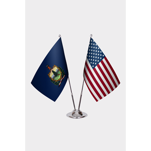 Drapeaux personnalisés - États-Unis et Vermont, impression numérique, mât de drapeau en aluminium, 3x5 pieds, satin, nylon, polyester, vinyle - Product Image 1