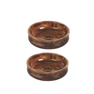 จานที่ชาร์จสำหรับอาหารค่ำทำจากไม้เนื้อแข็งธรรมชาติคุณภาพดีดีไซน์สไตล์คันทรีผู้ขายส่งอาหารสุนัขใช้งานกับน้ำได้ - Product Image 4