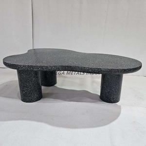 Table basse au design nuageux, fabriquée en pierre noire de haute qualité, idéale pour ajouter du caractère à tout espace de vie - Product Image 1