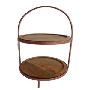 Soporte de exhibición de pastel de madera de decoración de 2 niveles de alta calidad personalizado especificar diámetros y alturas - Product Image 1