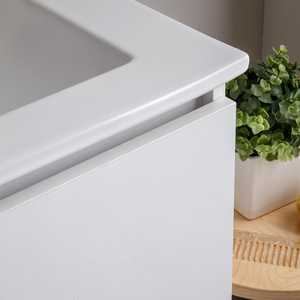 Mobile bagno sospeso Bali 120 cm bianco con ante, doppio lavabo e lavandino integrato - Product Image 4