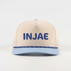 Gorra Trucker de Malla Injae Azul con Estampado de Letras, Venta al por Mayor, Logotipo Personalizado, Alta Calidad, OEM ODM, Bajo MOQ, 50 Paneles, Casual, para Exteriores, Snapback - Product Image 1