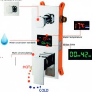 Juego de Grifería Termostática Digital para Ducha, Color Negro Mate, Cabezal de Ducha Rectangular en Cascada, Empotrado, Compra al por Mayor, Proveedor Global - Product Image 2