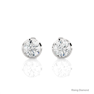 1.0กะรัตสำหรับแต่ละรอบตัดแล็บต่างหูเพชรแบบมีขอบ/ต่างหูเพชร CVD สีเหลืองทองของขวัญครบรอบสำหรับเธอ - Product Image 5