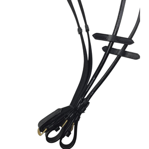 Brida Inglesa de Doma Anatómica de Cuero Negro Charol de Lujo, Cómoda y Duradera, con Muserola Acolchada y Detalles de Pedrería - Product Image 6