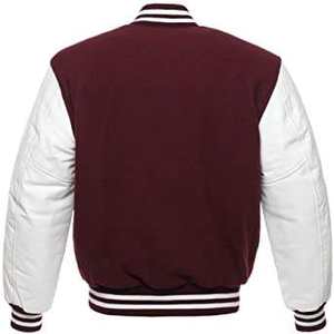Veste bomber varsity de baseball pour homme, manches en cuir, devant en toile, surdimensionnée, personnalisée, hiver - Product Image 3