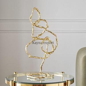 Hot Selling Luxury Aluminum Metal Sculpture Gold Finished White Marble Base <b>Stand</b> Still Life Pattern Round Wedding Decorative - Product Image 6