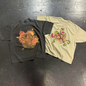 T-shirts vintage surdimensionnés en coton 100% personnalisables en gros OEM, respirants, lavés à l'acide, design coupé-cousu pour hommes en grande taille - Product Image 2