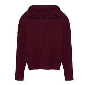 Sweat à capuche zippé en tricot torsadé en laine/acrylique délavé à l'acide pour femmes, veste décontractée à manches longues, tricot doux, vêtements d'automne et d'hiver - Product Image 2