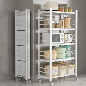 Étagère de rangement pliable en acier écologique à trois niveaux noire, unité de rangement au sol, étagères de rangement pliables - Product Image 5