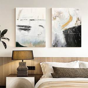 Coppie di due decorazioni da parete dipinte a mano Set moderno astratto di arte della parete - Product Image 4