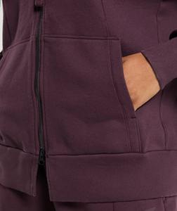 Haute qualité 100% coton polaire fermeture éclair vêtements de sport surdimensionné goutte épaule à capuche et sweat avant Kangroo poche sweats à capuche femmes - Product Image 5