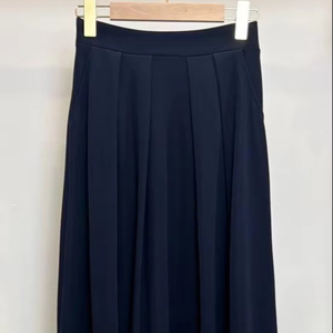 กระโปรงพลีทเอวสูงสำหรับผู้หญิง, ใหม่กระโปรงทรงพองๆย้อมสีล้วนผ้าฝ้ายโพลีเอสเตอร์100% เหมาะสำหรับผู้หญิง85กก. - Product Image 1