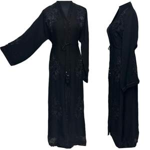 ชุดอาบายาผ้าซาตินสำหรับผู้หญิงชุดเดรสอิสลามตัวเล็กตัวเล็กแขนมีระบายสไตล์ดูไบทำจากผ้าไหมคุณภาพสูง - Product Image 1