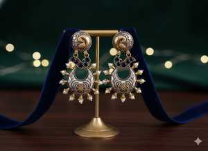 Pendientes de Piedras Multicolores Oxidadas de Estilo Tradicional Fusion para Mujer, Perfectos para Bodas, Festivales y Ocasiones Especiales - Product Image 2