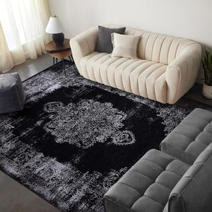 Modern Handmade Washable Kilim <b>Rug</b>-Black and <b>Grey</b> Abstract Medallion Design Polyester with Latex Backing Rectangular <b>Room</b> <b>Rug</b> - Product Image 4