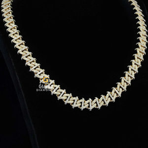 Hip Hop cuello joyería cadena cubana helado en diamantes de moissanita de corte brillante redondo en plata de ley 925 - Product Image 5