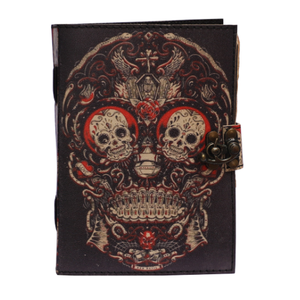 Journal en cuir vintage Jour des morts Imprimé squelette Carnet fait à la main avec 120 pages à bord festonné - Product Image 6