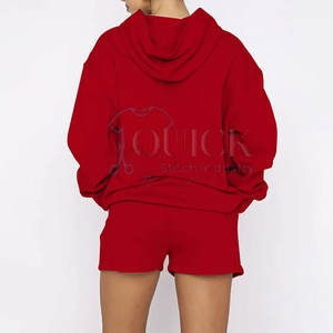 Ropa de calle Venta caliente 100% Sudaderas con capucha de algodón Conjunto corto Venta al por mayor Tallas grandes Precio bajo Mujeres Sudaderas con capucha Conjunto corto - Product Image 4
