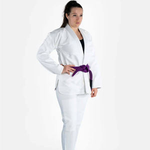 Combinaison de lutte blanche personnalisée, extensible, légère, respirante, tenue d'entraînement d'arts martiaux avec ceinture pour adultes - Product Image 2