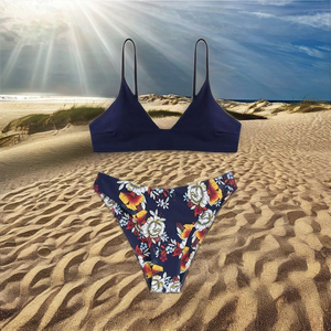 Women's Brazilian Triangle Custom Logo <b>Bikini</b> <b>Set</b> <b>Plus</b> <b>Size</b> High-Waisted Halter Lace Button Decor 2-Piece Beachwear Print - Product Image 2